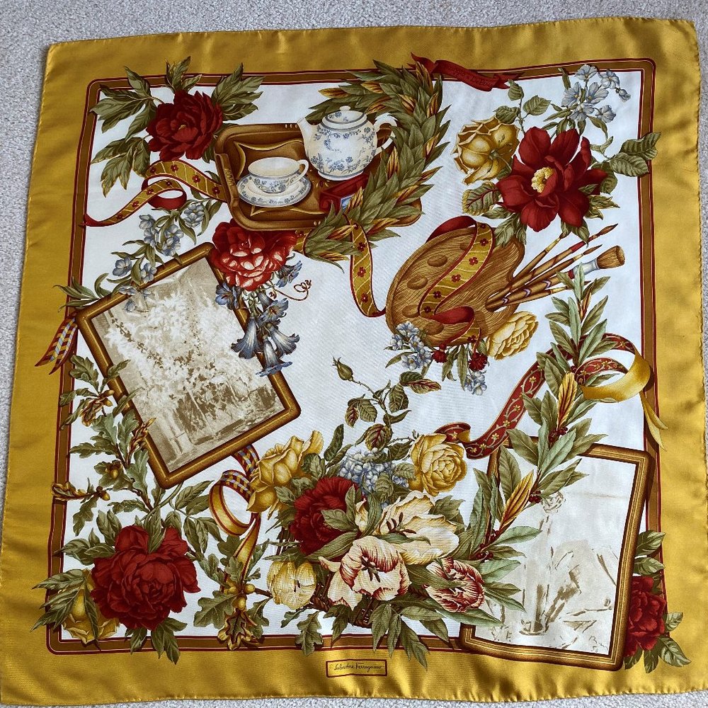Vintage Ferragamo 100% silk scarf